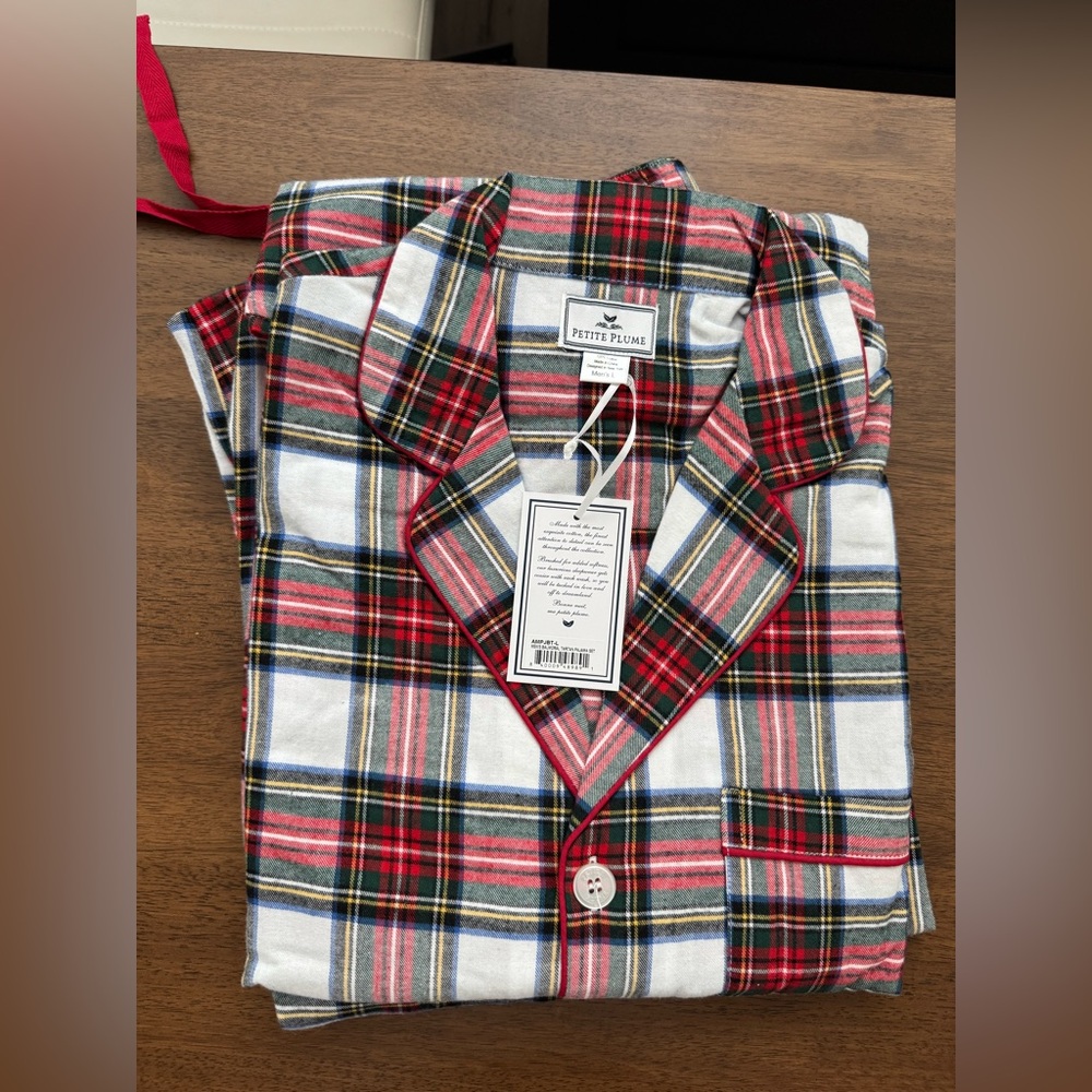 PETITE PLUME Men's Brushed Twill Pajama Set in Balmoral Tartan Size L